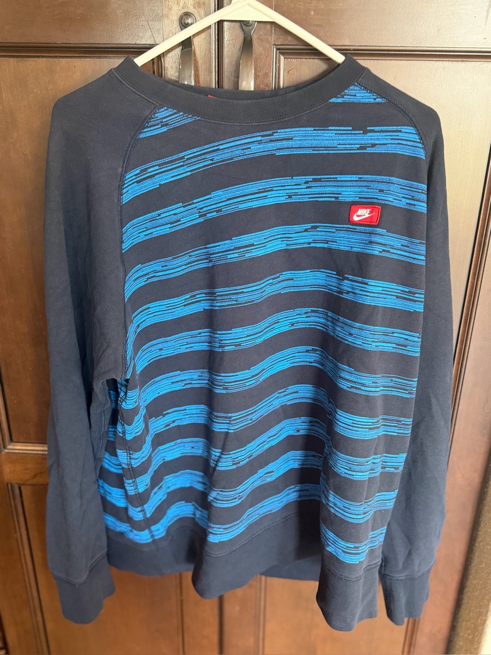 Nike AW77 Speed Striped Vintage crewneck sweatshirt blue black  striped XL